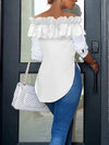 Solid One-Shoulder Ruffled Shirt Top