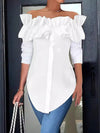 Solid One-Shoulder Ruffled Shirt Top