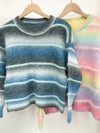 Rainbow Gradient Stripe Mohair Sweater