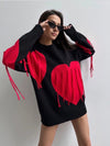 Pullover Heart Tassel Sweater