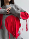 Pullover Heart Tassel Sweater