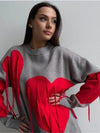 Pullover Heart Tassel Sweater