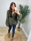 Leopard Trim Cardigan Sweater