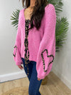 Leopard Trim Cardigan Sweater