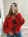 Leopard Trim Cardigan Sweater