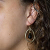 Inline Black Onyx Drop Golden Earrings