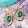Inline Green Onyx Golden Drop Earrings