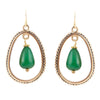 Inline Green Onyx Golden Drop Earrings