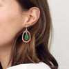 Inline Green Onyx Golden Drop Earrings