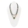 Jeweled Tyger's Eye and Green Onyx Golden Pendant Necklaces