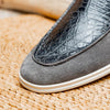 Sueded Italian Goatskin & Crocodile Loafer Grey