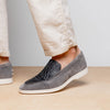 Sueded Italian Goatskin & Crocodile Loafer Grey