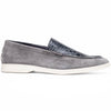 Sueded Italian Goatskin & Crocodile Loafer Grey