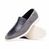 Sueded Italian Goatskin & Crocodile Loafer Grey