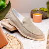 Sueded Italian Goatskin Loafer Bone