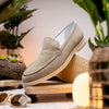 Sueded Italian Goatskin Loafer Bone