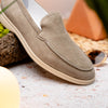 Sueded Italian Goatskin Loafer Bone
