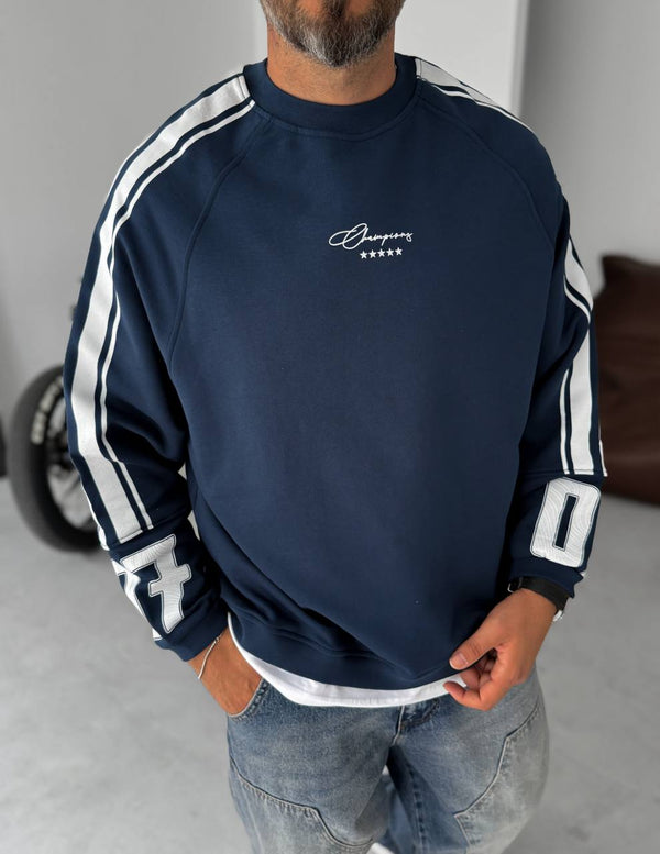 Unisex Oversize Sweatshirt with Varsity Stripes