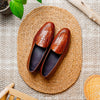 PALIO Genuine Crocodile and Calfskin Basketweave Slip On, Cognac