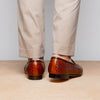 PALIO Genuine Crocodile and Calfskin Basketweave Slip On, Cognac