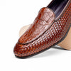 PALIO Genuine Crocodile and Calfskin Basketweave Slip On, Cognac