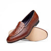 PALIO Genuine Crocodile and Calfskin Basketweave Slip On, Cognac