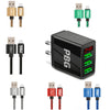 PBG 3 port LED Display Wall Charger and XL10FT Charger Compatible for Iphone Cable Bundle