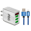 PBG 3 port LED Display Wall Charger and XL10FT Charger Compatible for Iphone Cable Bundle