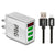 PBG 3 port LED Display Wall Charger and XL10FT Charger Compatible for Iphone Cable Bundle