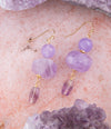 Purple Periwinkle Amethyst Golden Drop Earrings