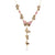 Pink Rhodonite and White Pearl Golden Butterflies Y Necklace