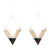 Point Made Onyx and Wood Silver Earring