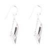 Point Made Onyx and Wood Silver Earring