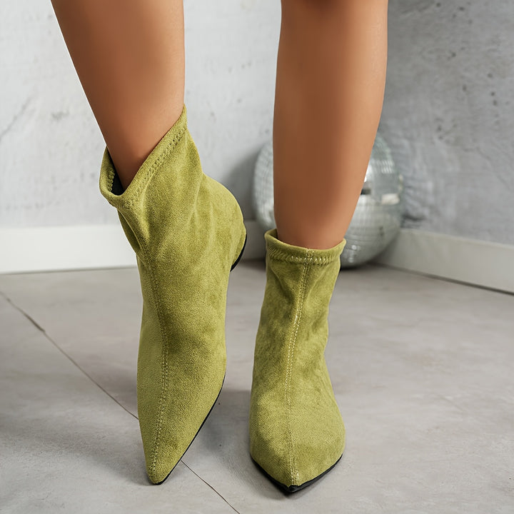 New Womens Short Boots Stylish Comfortable Womens Short Boots  Spring Autumn and Winter New Flat Toe Casual Versatile Party Sexy Elastic Trendy Flats for Casual Attire