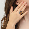 Prismatic Brown Tiger's Eye Statement Golden Ring