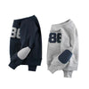 Baby Boy Numbers Embroidered Pattern Solid Hoodies With Pocket