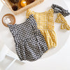 Baby Girl Sleeveless Grid Round Collar Onesies
