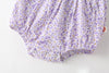 Baby Girl Floral Pattern Lace Patchwork Round Collar Short-Sleeved Colorful Cotton Onesies With Hat