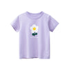 Baby Girl Floral Print Solid Color O-Neck Short Sleeved T-Shirt