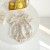 Baby Girl Floral Pattern Mesh Patched Design Princess Onesies Dress
