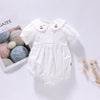 Baby Girl Solid Color Cherry Embroidered Design Puff Sleeved Onesies