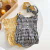 Baby Girl Sleeveless Grid Round Collar Onesies