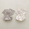 Baby Girl Plaid Polka Dot Pattern Duckling Print Short Sleeved Top Combo Pants Sets