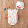 Baby Girl Fruit Print Drawstring Design Round Neck Onesies