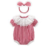 Baby Girl Layered Ruffle Neck Design Plaid Graphic Longsleeve & Short Sleeve Onesies