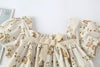 Baby Girl Floral Print Pattern Puff Sleeved Design Onesies With Bow Decoration In Summer