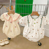 Baby Girl Flower Embroidered Pattern Round Neck Onesies