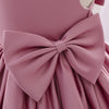 Baby Girl Solid Color Bow Patched Design Sleeveless Western Style Satin Dress