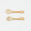 Baby Food Grade Wooden Handles Silicone Spoon Fork Cutlery