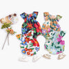 Baby Girl Floral Print Ruffle Design O-Neck Onesies In Summer